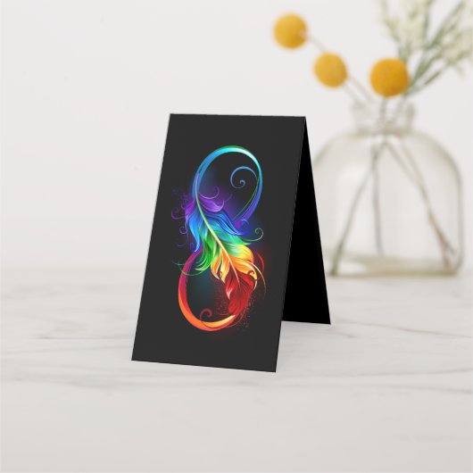 Carte De Fidélité Symbole d'infini avec plume arc-en-ciel (Devant)