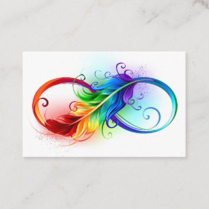 Carte De Fidélité Symbole d'infini avec plume arc-en-ciel