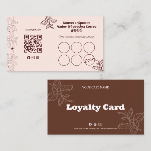 Carte de fidélité tamponnée Boho Coffee (Devant / Derrière)