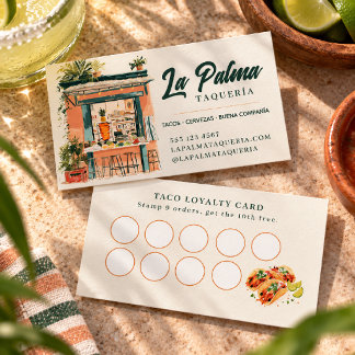 Carte De Fidélité Taqueria Taco Stand Al Pastor à l'aquarelle