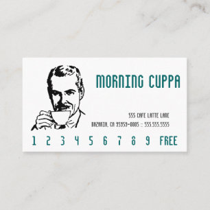 Carte De Fidélité Tasse de thé Teal de matin de schéma