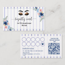 Carte de fidélité tech cils à rayures florales