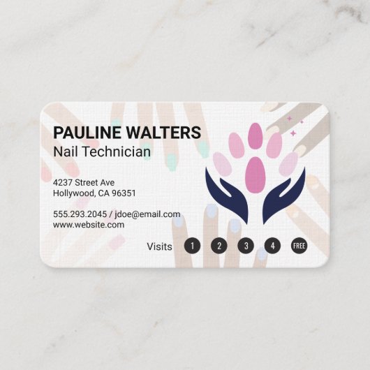 Carte De Fidélité Technicien en Manucure | Salon de Beauté (Devant)
