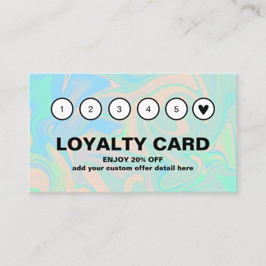 Carte De Fidélité Texture d'iridescence holographique liquide code Q (Devant)