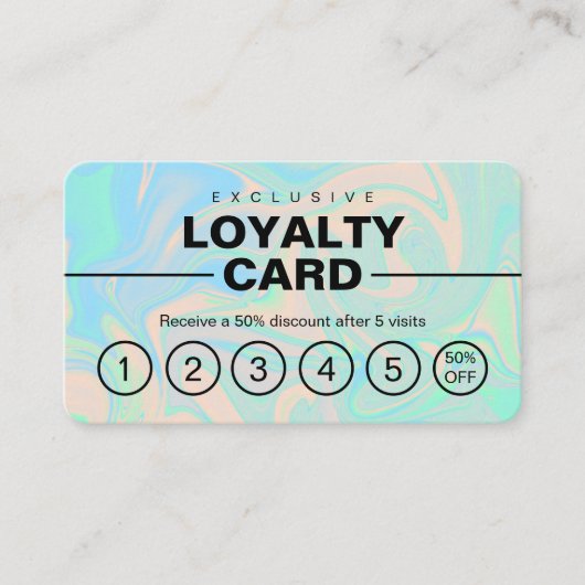 Carte De Fidélité Texture irisée liquide fausse holographique code Q (Devant)