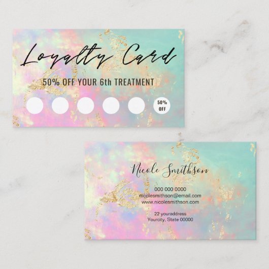 carte de fidélité texture opale délicate (Devant / Derrière)
