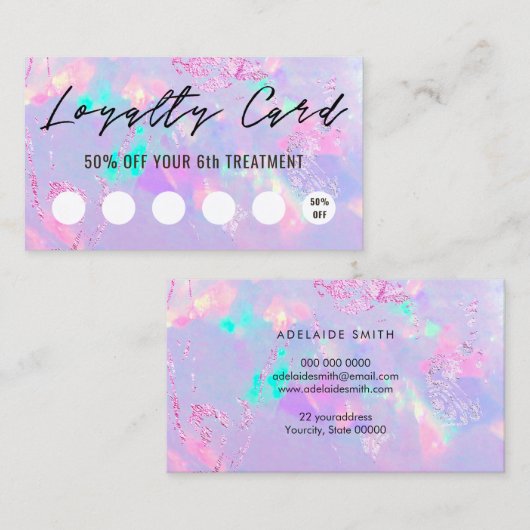 carte de fidélité texture opale violet (Devant / Derrière)