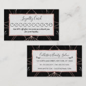 Carte De Fidélité Triangles en marbre doré Rose géométrique moderne (Devant / Derrière)