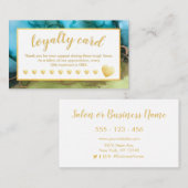 Carte de fidélité turquoise Gold Foil Hearts Salon (Devant / Derrière)