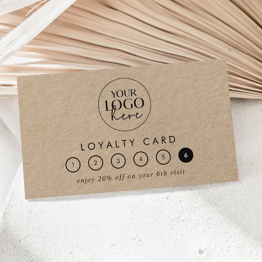Carte De Fidélité Typographie chic Logo Kraft Récompense professionn