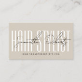Carte De Fidélité Typographie de script de coiffeur moderne beige (Devant)
