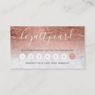 Carte De Fidélité typographie élégante marbre rose or foin ombre