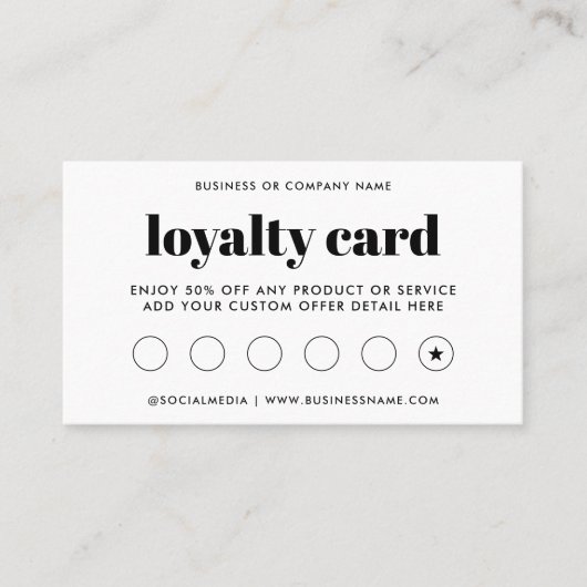 Carte De Fidélité Typographie moderne et audacieuse (Devant)