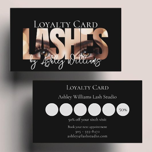 Carte De Fidélité Typographie moderne "LASHES by" lash artiste