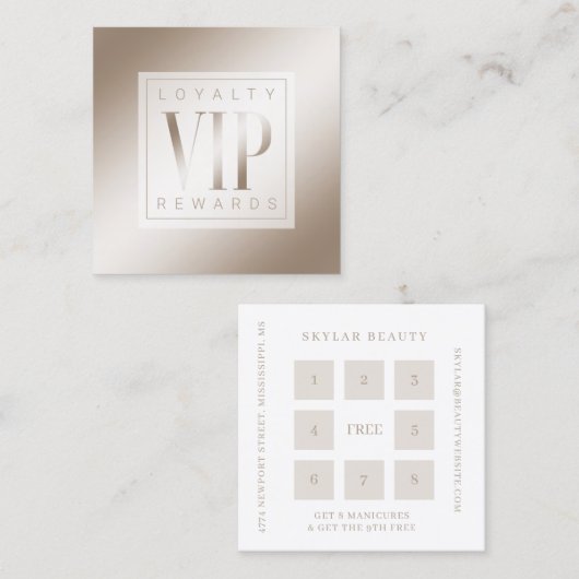 Carte De Fidélité Un élégant Champagne Luxueux et éclatant VIP (Devant / Derrière)