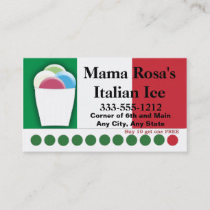 Carte De Fidélité Vendeur italien de glace ou Boutique avec couleurs