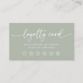 Carte De Fidélité Vert sage | Script manuscrit moderne (Devant)