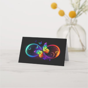 Carte De Fidélité Vibrant infinity with rainbow butterfly on black