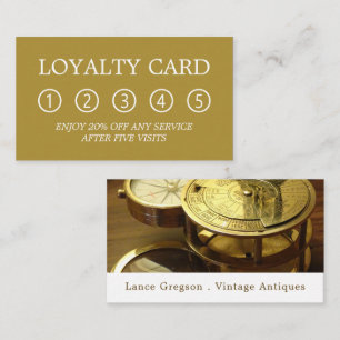 Carte De Fidélité Vintage Compass, Antique Dealer Business