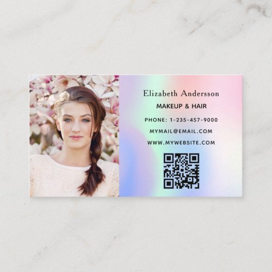 Carte De Fidélité Violet rose violet holographe code qr photo (Dos)