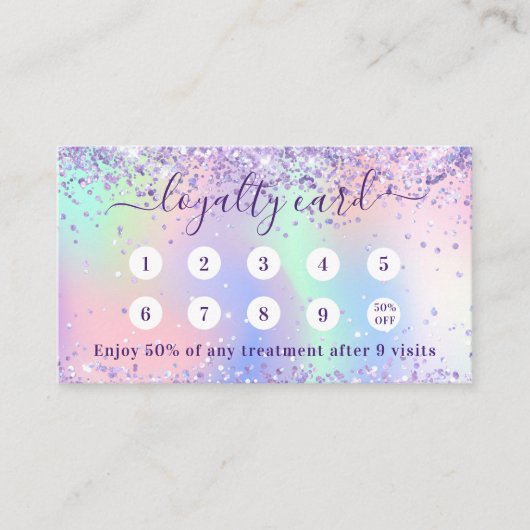 Carte De Fidélité Violet rose violet holographe code qr photo (Devant)