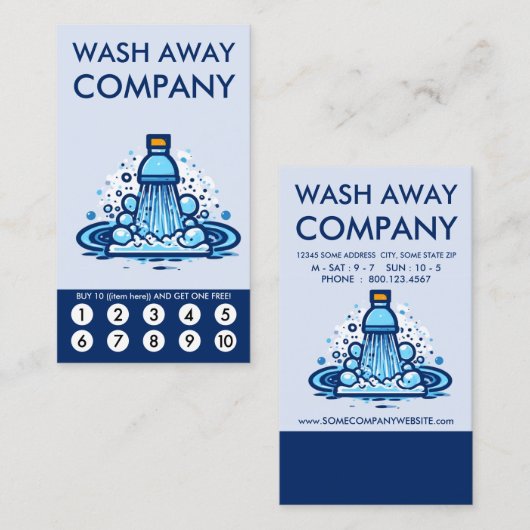Carte De Fidélité Wash Loyalty Punch Card (Devant / Derrière)