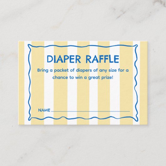 Carte De Fidélité Yellow Ciao Baby Baby Shower Diaper Raffle Insert (Devant)
