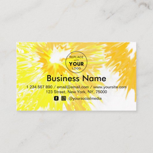 Carte De Fidélité Yellow Tie Dye Ajouter Logo Remise Minimale & Fill (Dos)