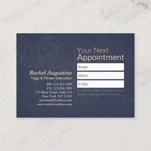 Carte De Fidélité Yoga Instructor Mandala 10 Classe Pass (Dos)