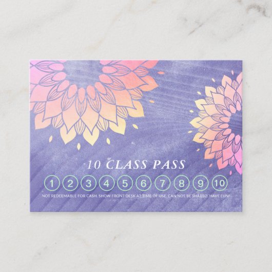 Carte De Fidélité Yoga Instructor Mandala 10 Classe Pass (Devant)