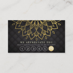 Carte De Fidélité Yoga Loyauté 6 Punch Gold Mandala Cuir noir