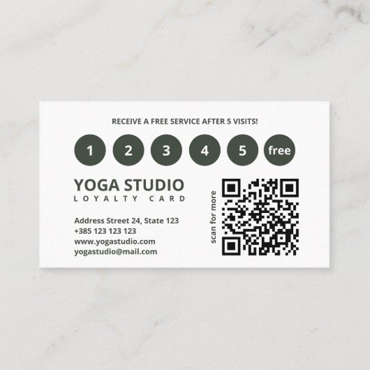 Carte de fidélité Yoga QR Code moderne (Dos)