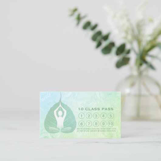 Carte De Fidélité Yoga Studio Classe Pass Méditation Pose Bodhi Leaf (Debout devant)
