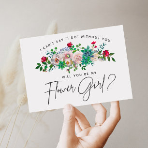 Carte de Fille aux Fleurs Florales Succulentes