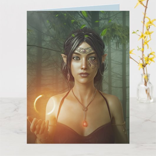 CARTE DE FILLE D'ANNIVERSAIRE ELF POUR ELLE (Fleur jaune)