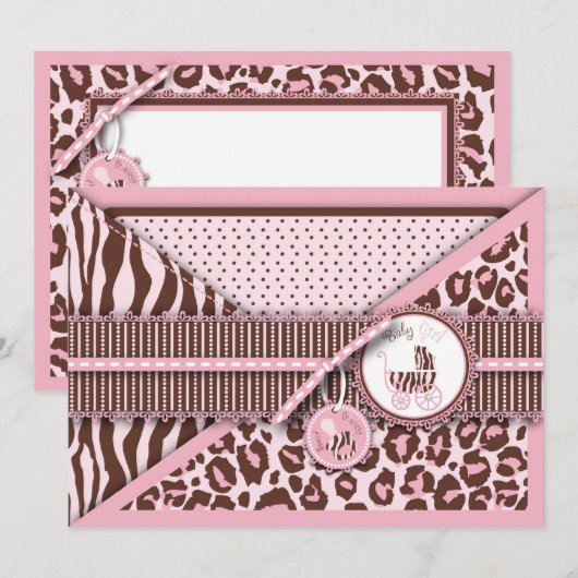 Carte de fille de guépard rose (Devant / Derrière)