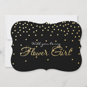 Carte de FILLE FLEUR en Papier Métallisé Noir et O