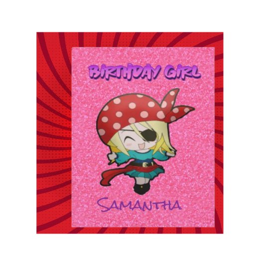 Carte de fille pirate pastel rose pour anniversair