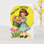 Carte de fille pour le printemps heureux (Fleur jaune)