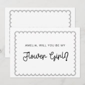 Carte de fillette d'honneur à bord festonné minima (Devant / Derrière)