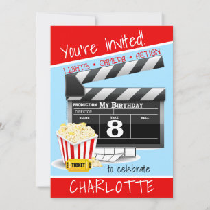 Carte de film Popcorn 8e fête d'anniversaire
