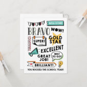 Carte de fin d'année de l'enseignement à distance (Devant/Arrière en situation)