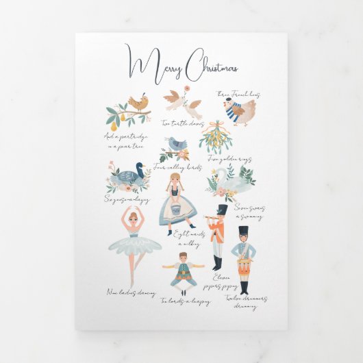 Carte De Fin D'année Trois Volets 12 Jours de Noël Personnalisé (Page de couverture)