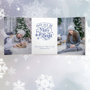 Carte De Fin D'année Trois Volets 3 Grande Photo Joyeux et Lumineux Noël