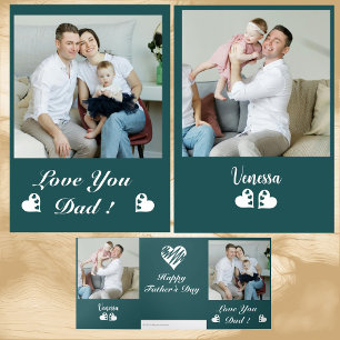 Carte De Fin D'année Trois Volets Amour Papa Message Fête des pères cardiaque Citati