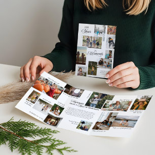 Carte De Fin D'année Trois Volets Année en moments Famille Photo Collage Noël