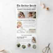 Carte De Fin D'année Trois Volets Année en revue Journal Famille Bébé Arc Photos (Intérieur)