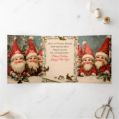 Carte De Fin D'année Trois Volets Antique-Style Merry Christmas Gnomes (Intérieur)