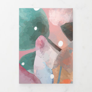 Carte De Fin D'année Trois Volets Aquarelle Fleurs Abstraites 1