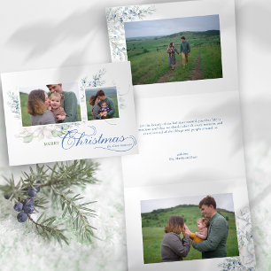 Carte De Fin D'année Trois Volets Aquarelle Joyeux Noël Script Juniper Photo